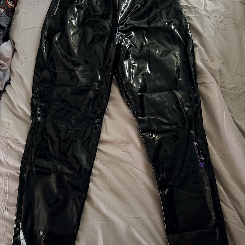 Sleek Black Vinyl Pants